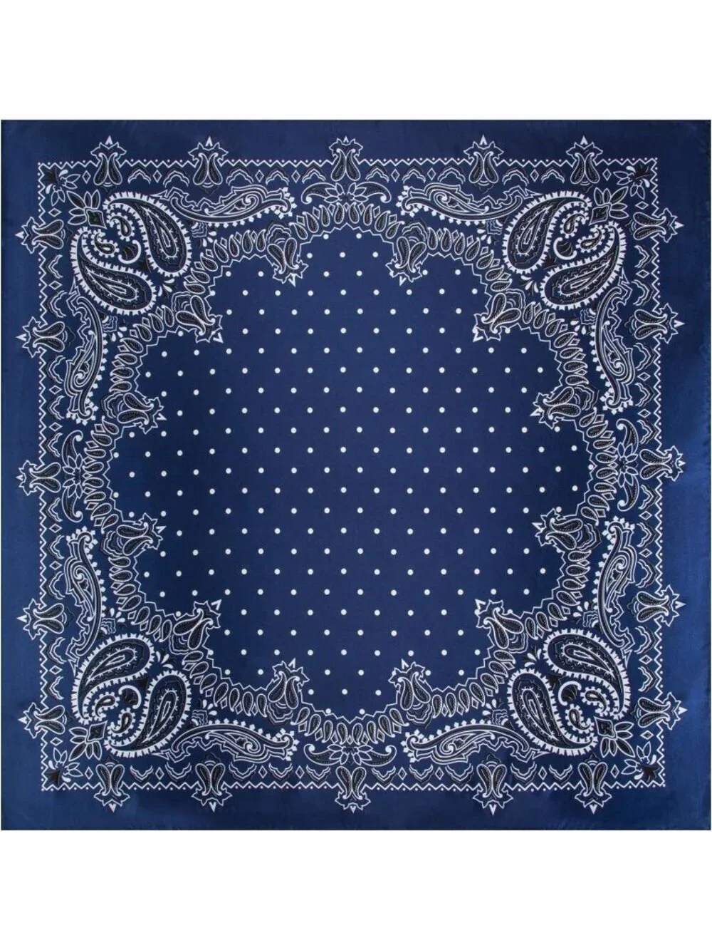 Women's Navy White Printed Square Scarf Bandanas Hair Scarf 35 Inches